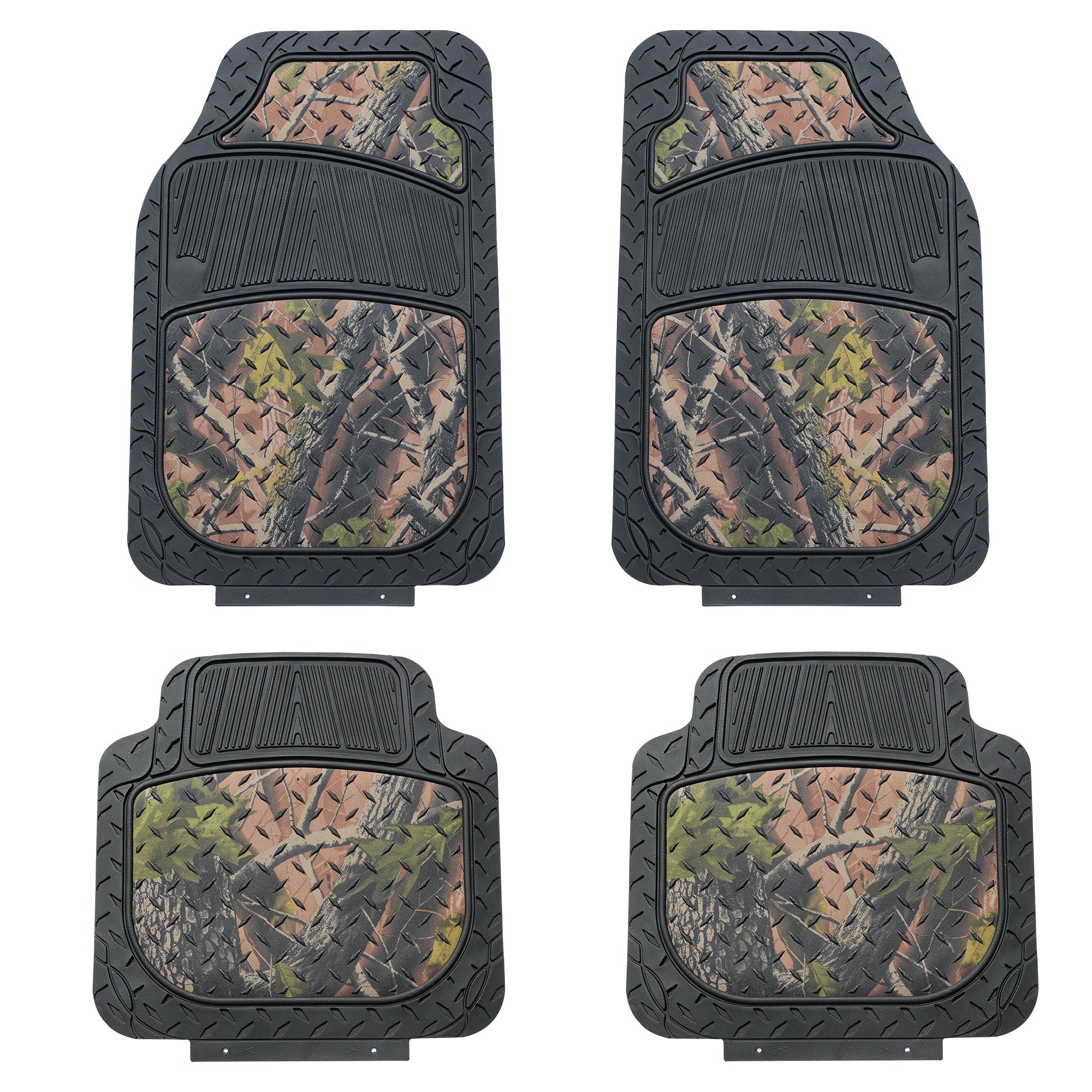 Premium Trimmable ClimaProof Autumn Camo Non-Slip Rubber Floor Mats - Full Set Dark Camo