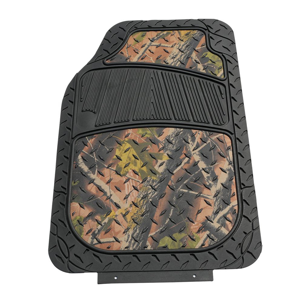 Premium Trimmable ClimaProof Autumn Camo Non-Slip Rubber Floor Mats - Full Set Dark Camo