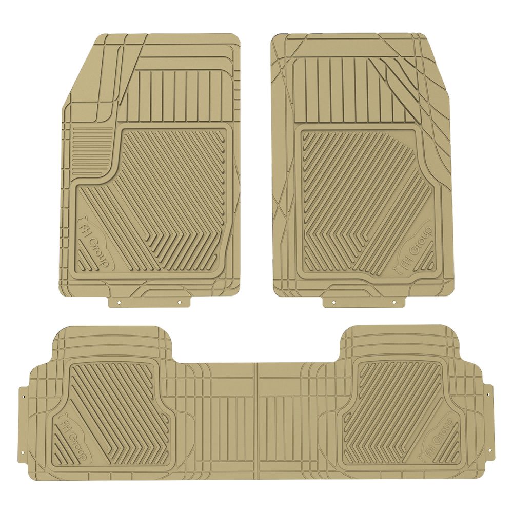 Oversized Full Coverage Protective ClimaProof Trimmable Non-Slip Rubber Floor Mats - Full Set Tan