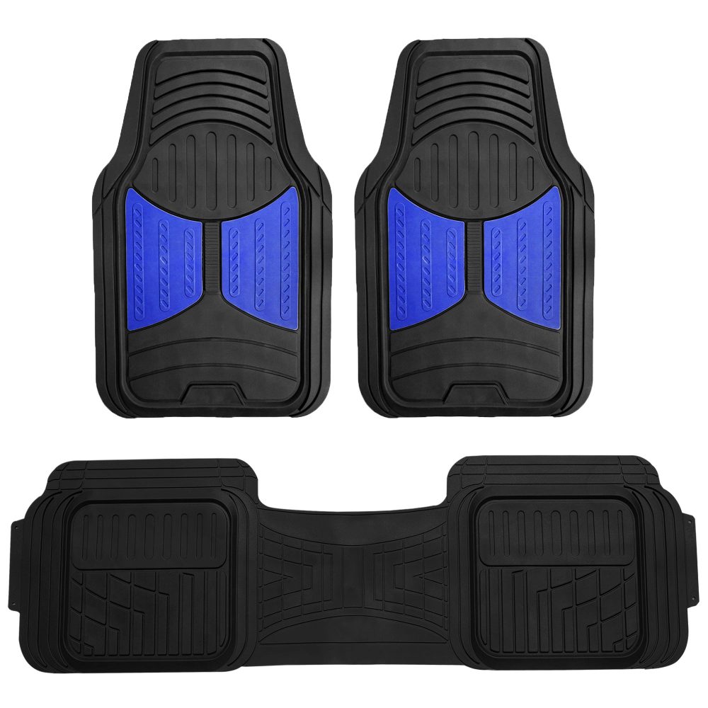 Trimmable Heavy Duty Non-Slip Rubber Floor Mats - Full Set Blue