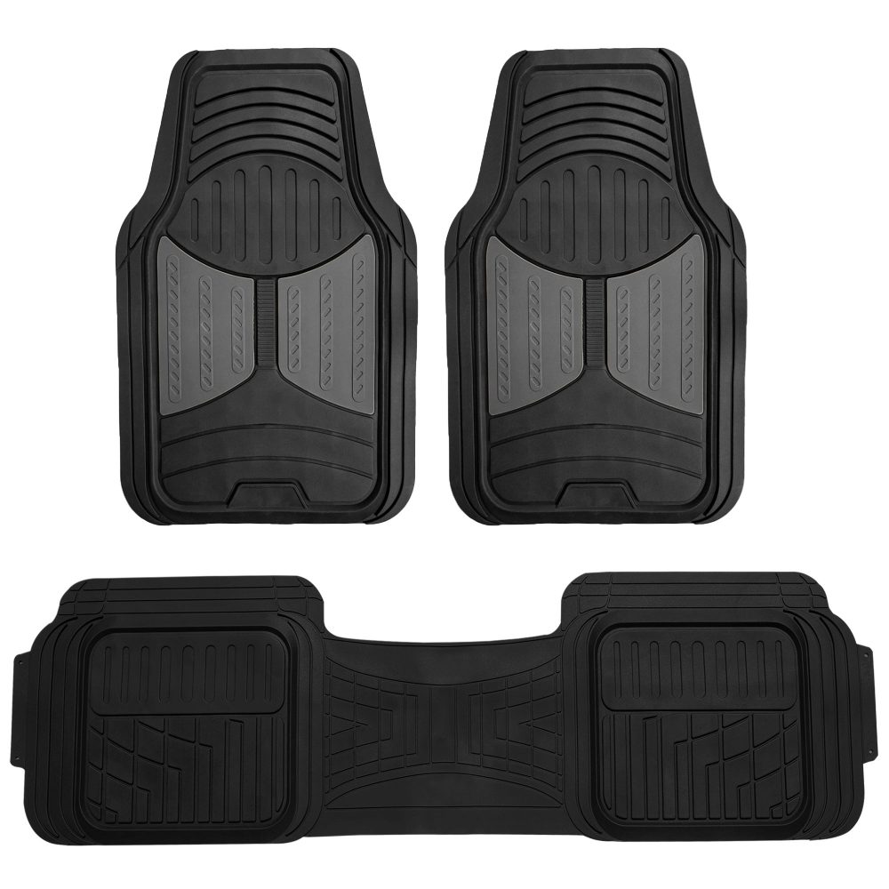 Trimmable Heavy Duty Non-Slip Rubber Floor Mats - Full Set Gray