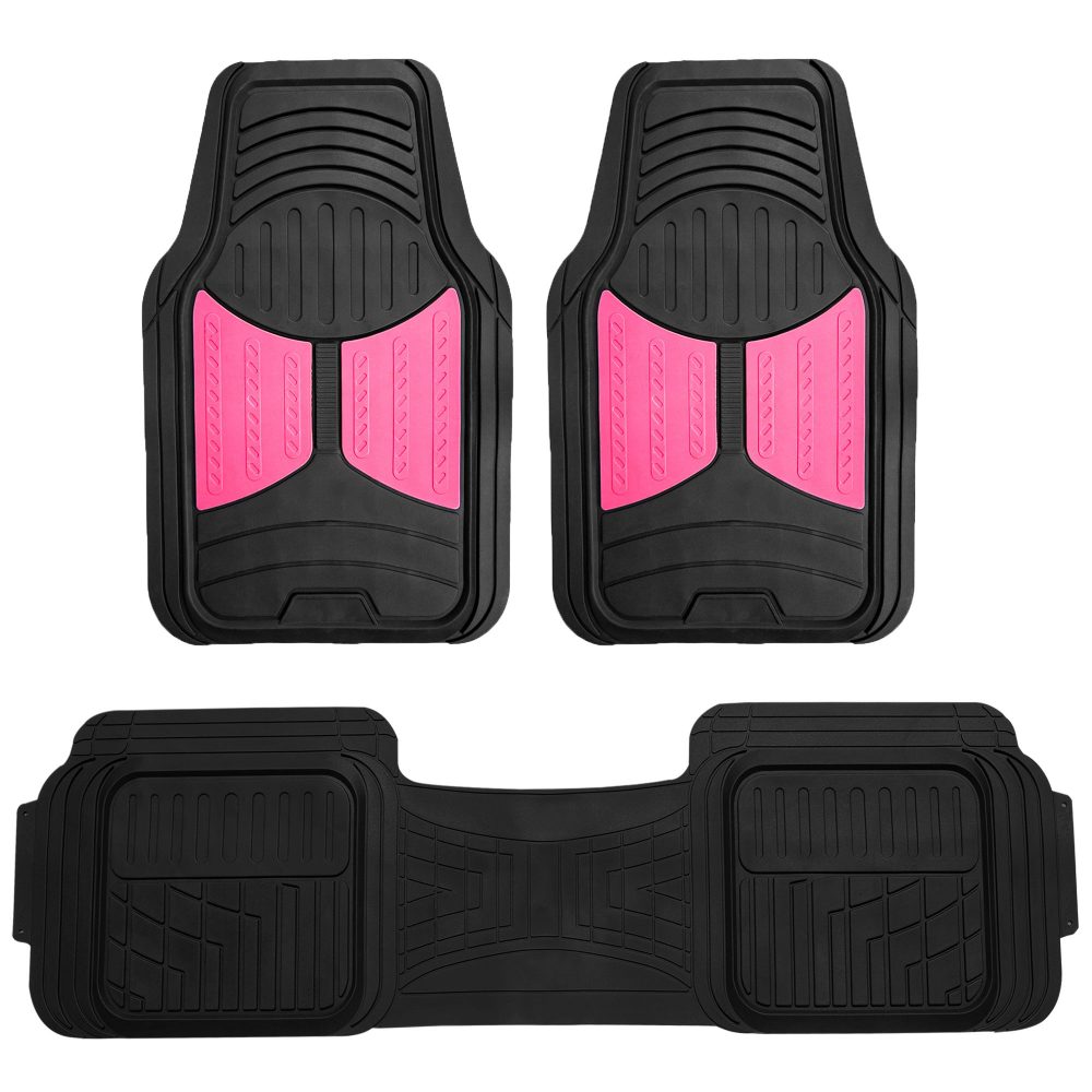 Trimmable Heavy Duty Non-Slip Rubber Floor Mats - Full Set Pink