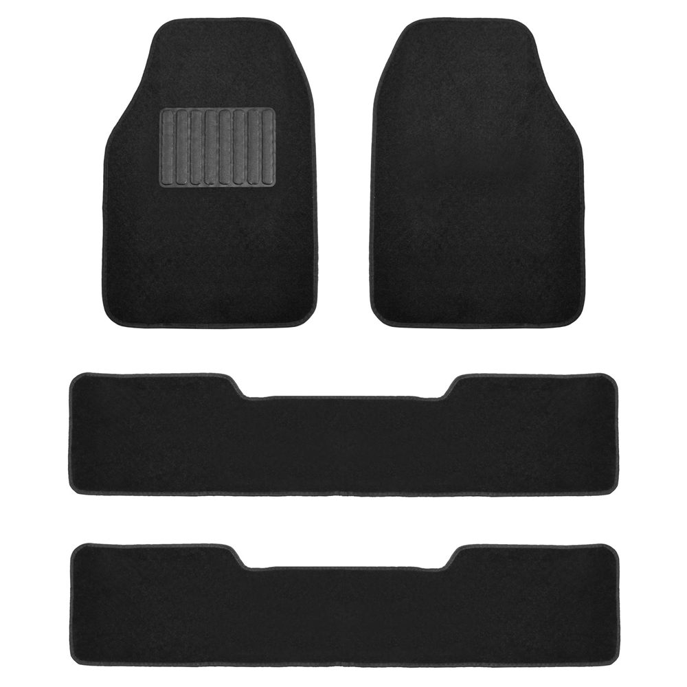 High Quality Non-Slip Carpet Floor Mats - 3 Row Black
