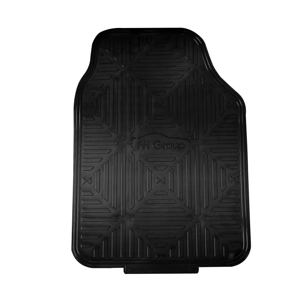 Metallic Finish Non-Slip Rubber Backing Floor Mats - Full Set Black