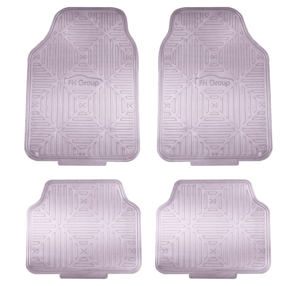 Metallic Finish Non-Slip Rubber Backing Floor Mats - Full Set Charcoal