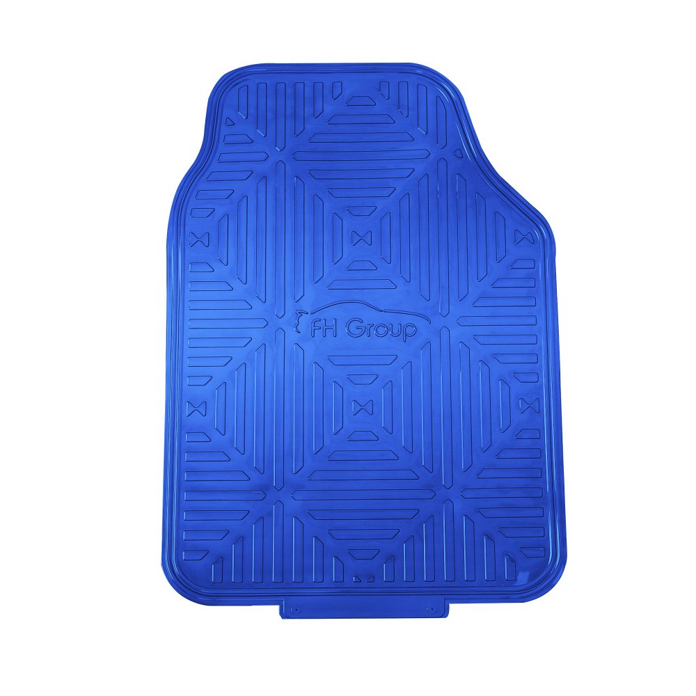 Metallic Finish Non-Slip Rubber Backing Floor Mats - Full Set Blue