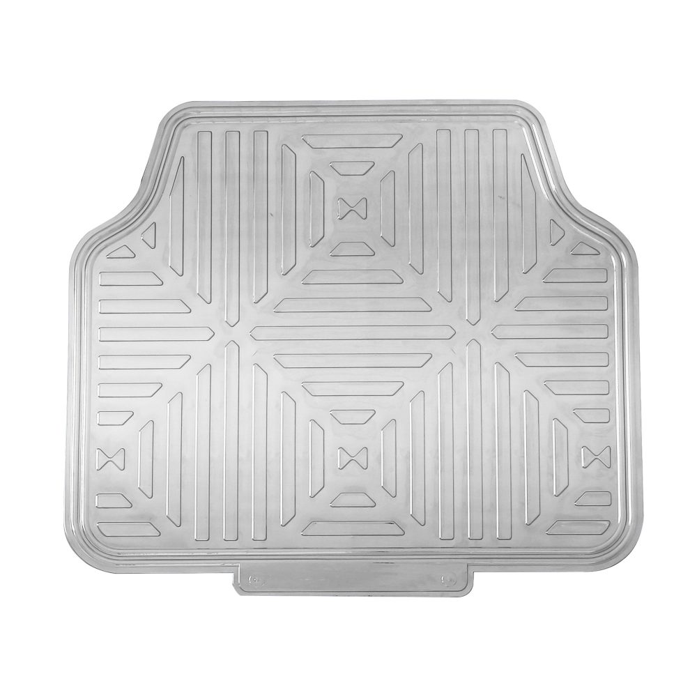 Metallic Finish Non-Slip Rubber Backing Floor Mats - Full Set Silver