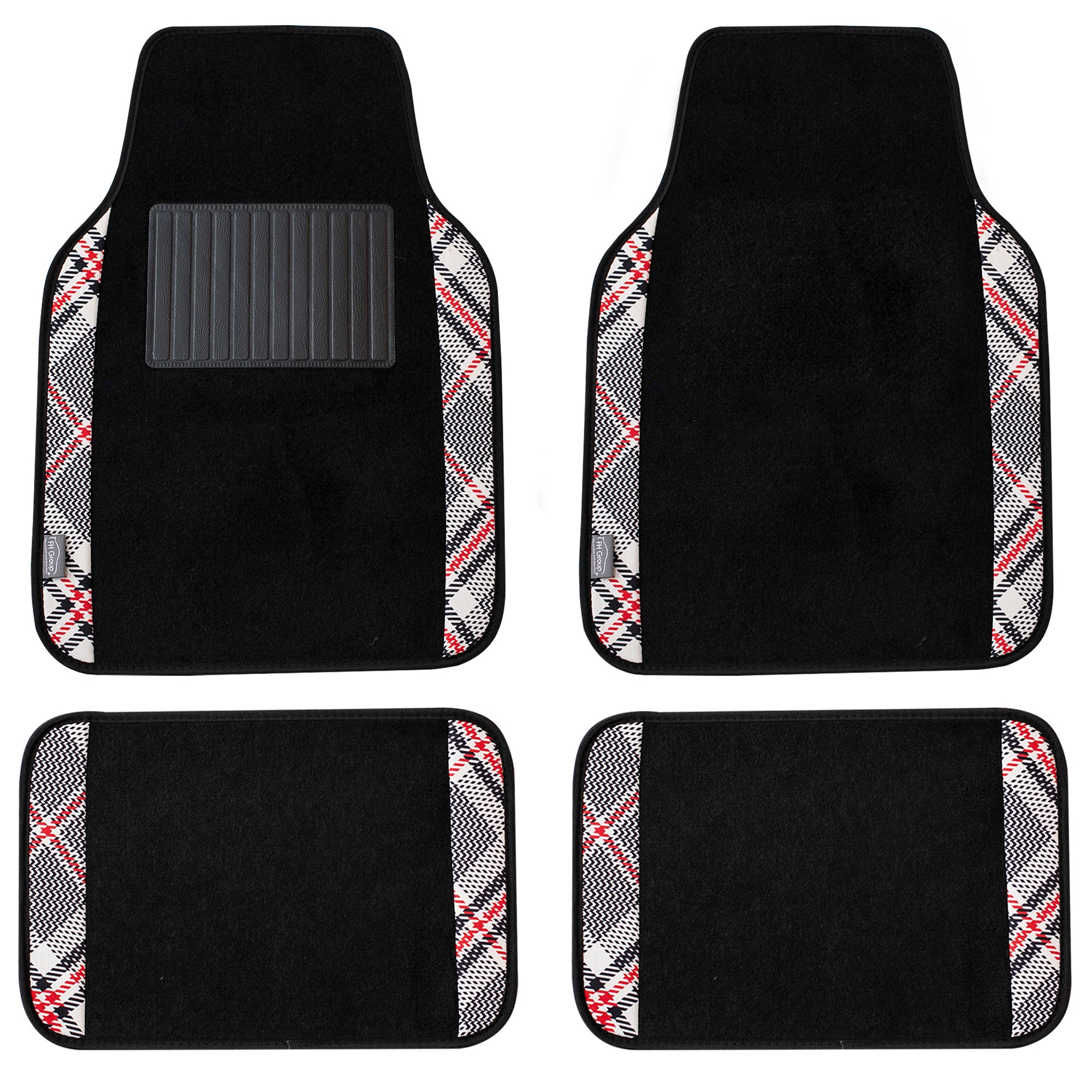 Tartan11 Plaid Trim Non-Slip Carpet Floor Mats - Full Set Beige