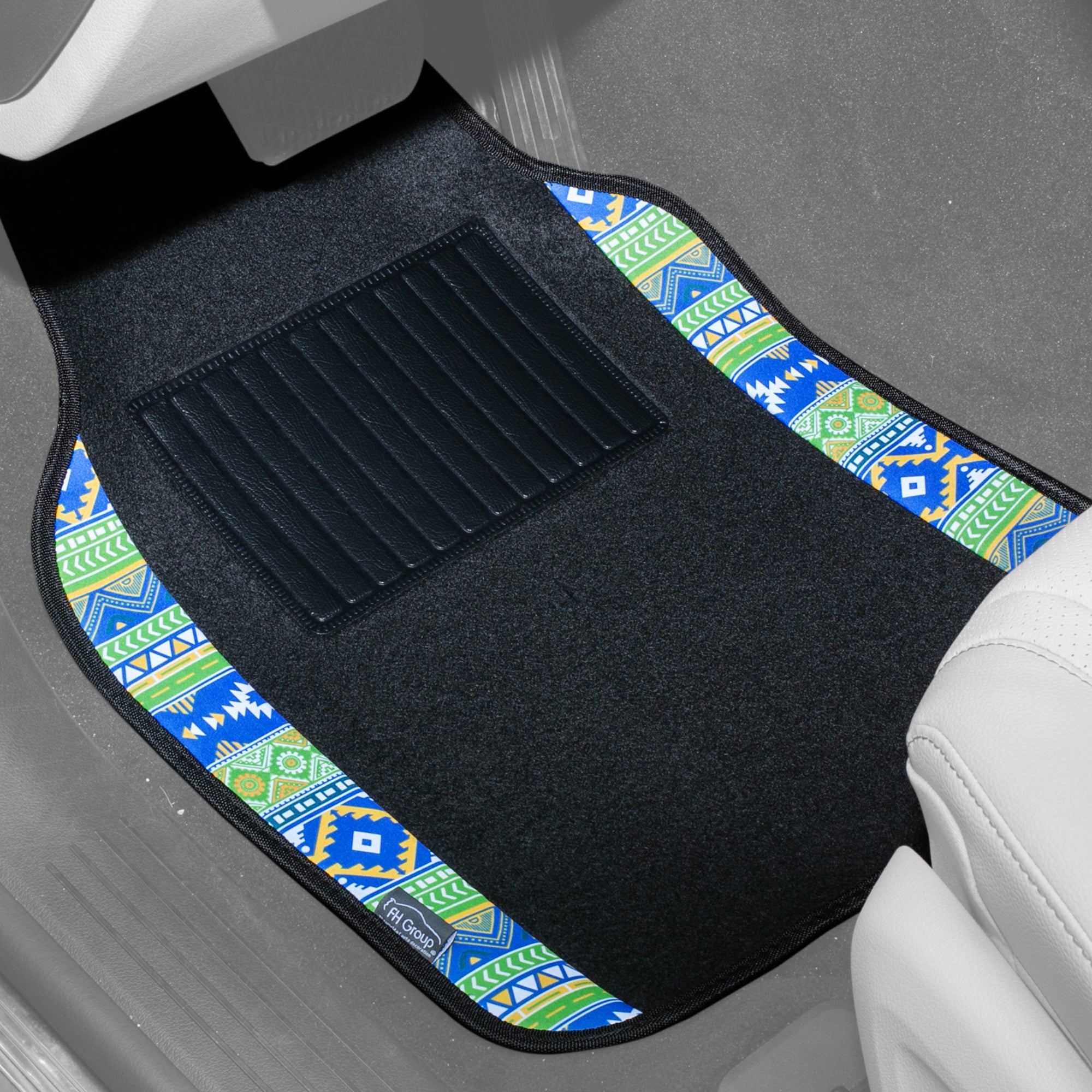 Mesa11 Southwestern Print Non-Slip Carpet Floor Mats - Full Set Green