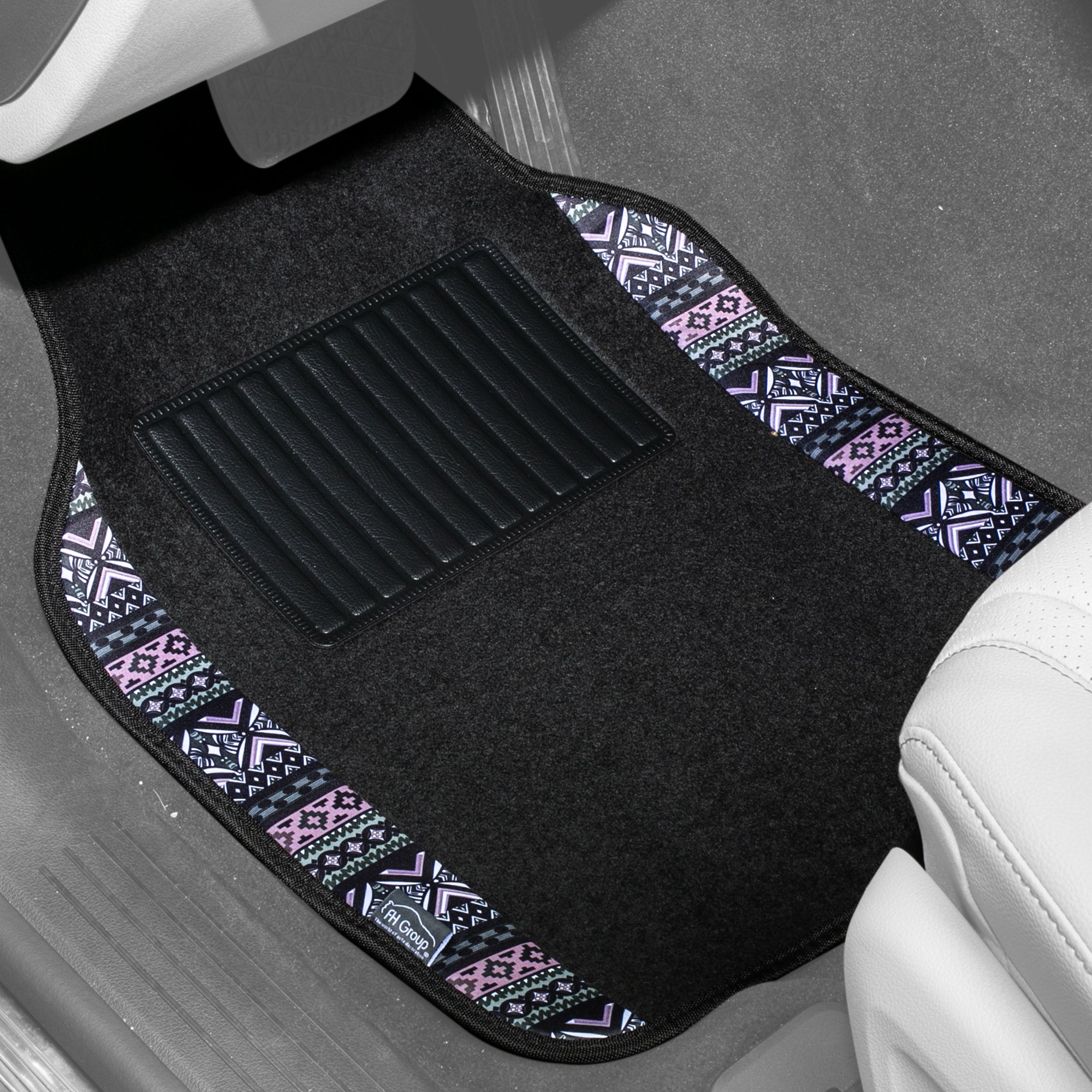 Mesa11 Southwestern Print Non-Slip Carpet Floor Mats - Full Set Purple