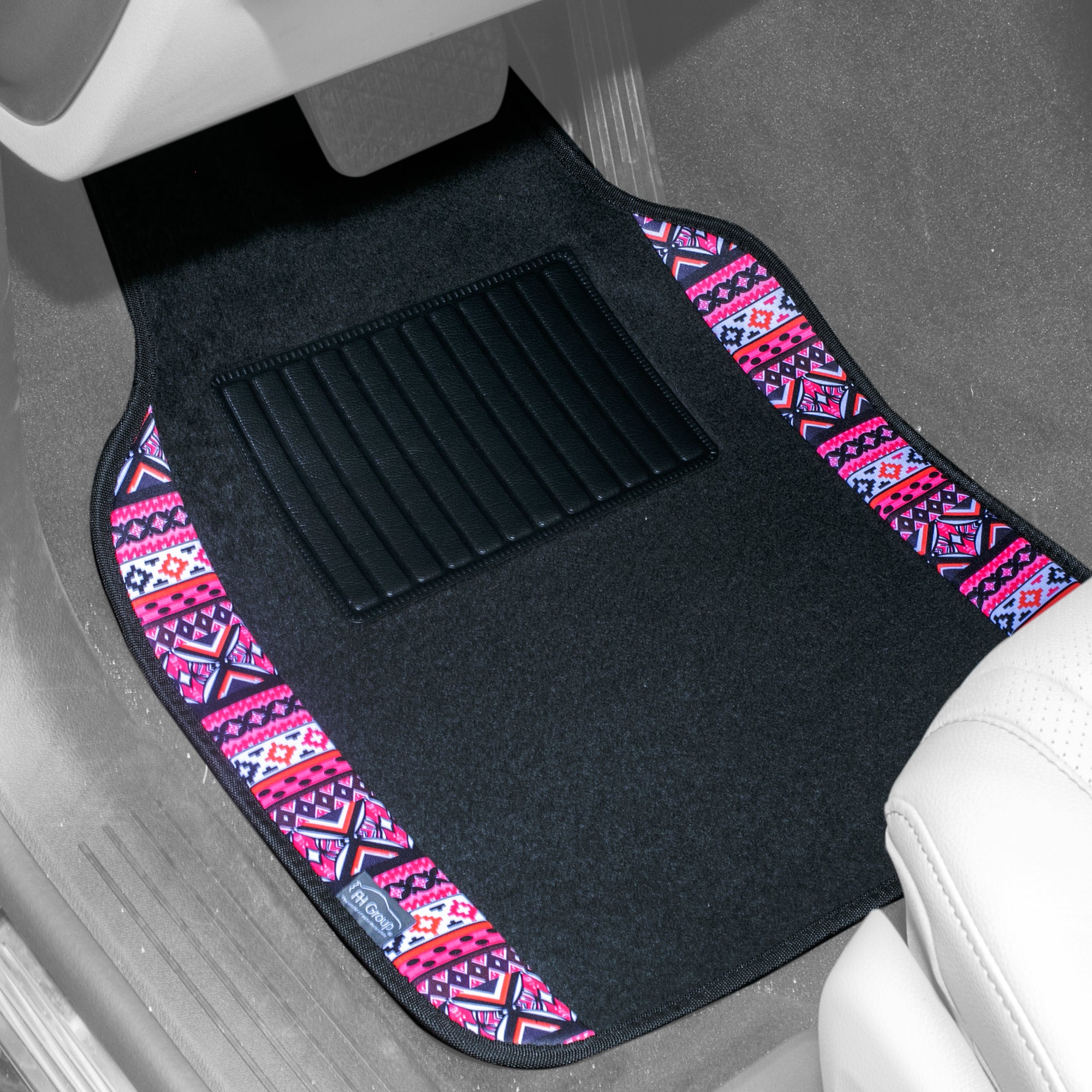 Mesa11 Southwestern Print Non-Slip Carpet Floor Mats - Full Set Pink