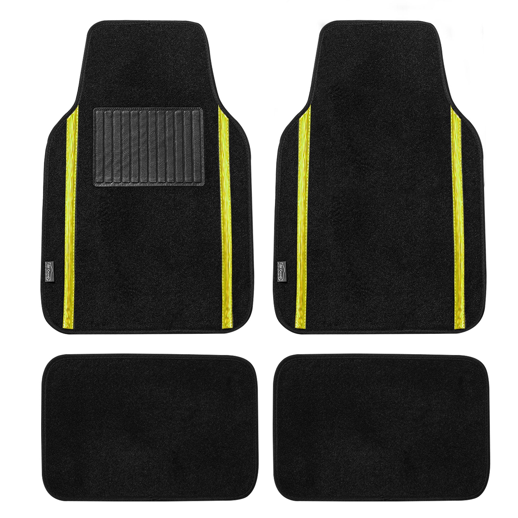 Galaxy13 Metallic Stripe Non-Slip Carpet Floor Mats - Full Set Yellow