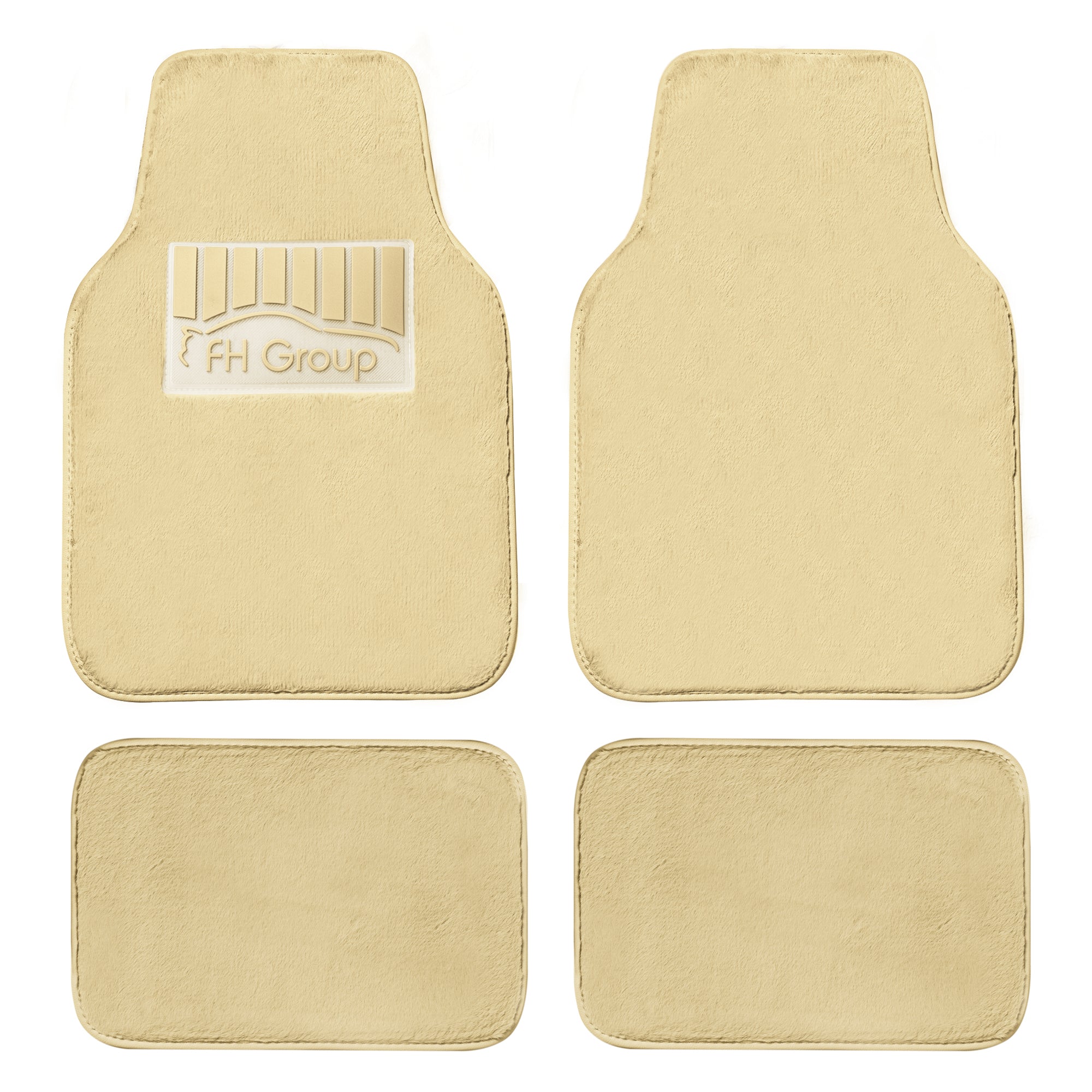 Doe16 Faux Rabbit Fur Non-Slip Floor Mats - Full Set Beige