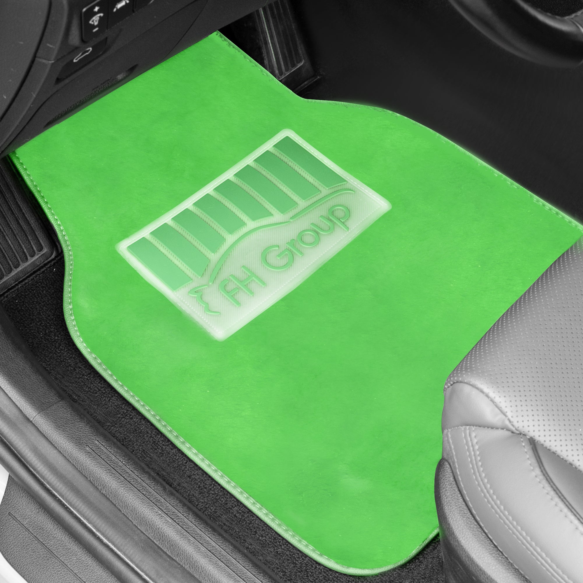 Doe16 Faux Rabbit Fur Non-Slip Floor Mats - Full Set Green