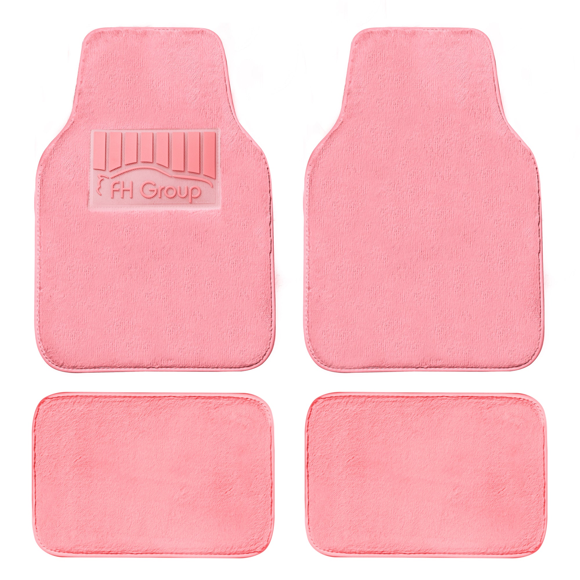 Doe16 Faux Rabbit Fur Non-Slip Floor Mats - Full Set Pink