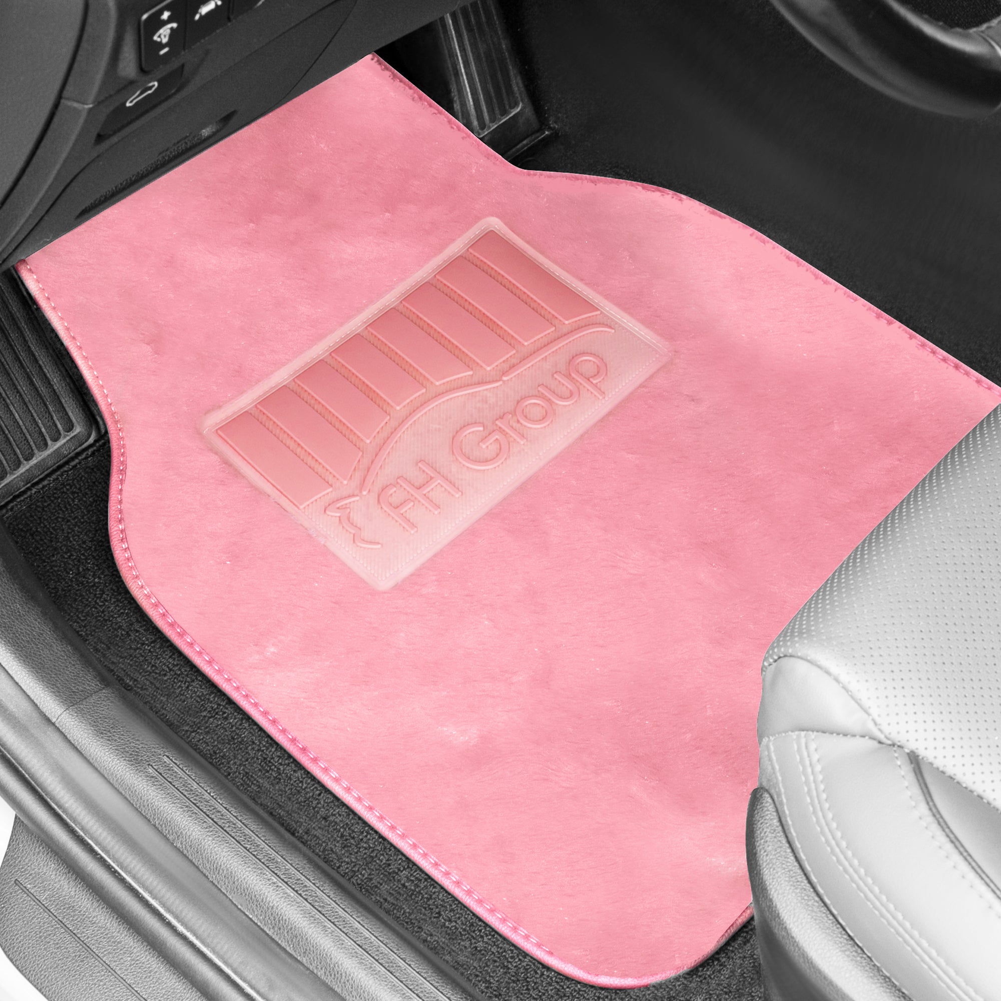 Doe16 Faux Rabbit Fur Non-Slip Floor Mats - Full Set Pink