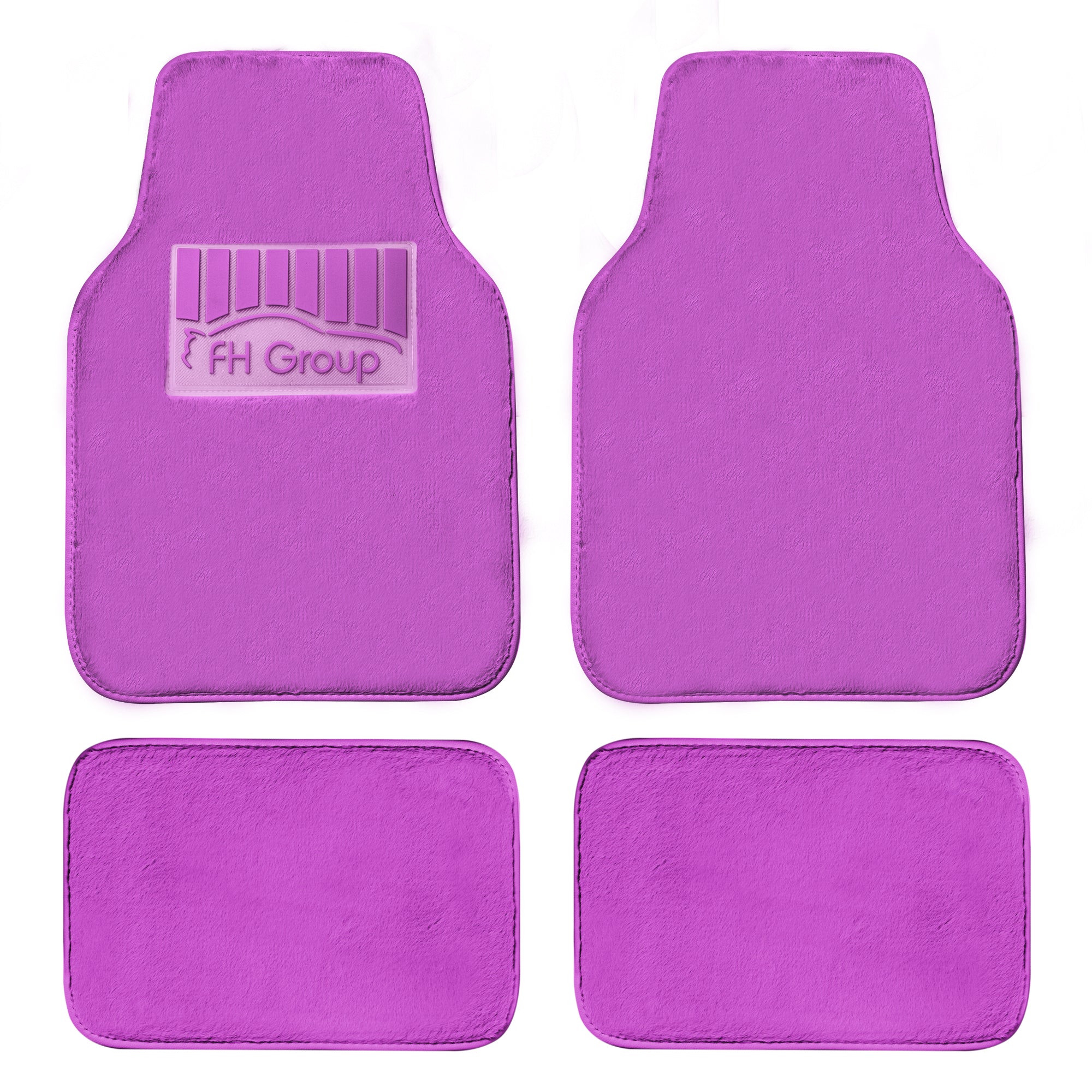 Doe16 Faux Rabbit Fur Non-Slip Floor Mats - Full Set Purple
