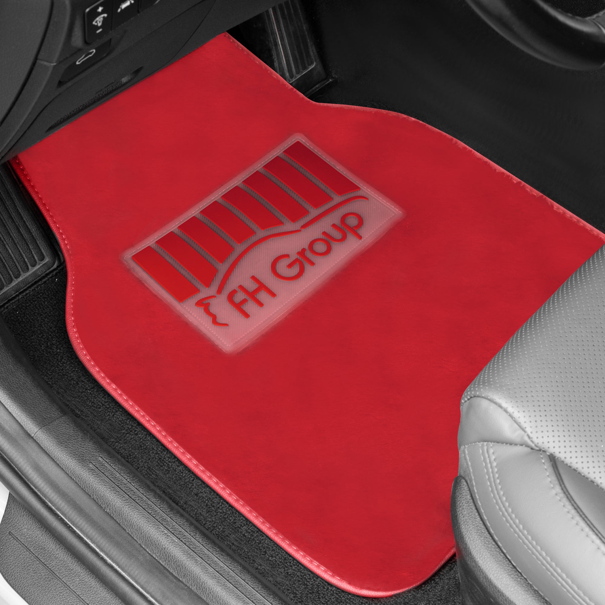 Doe16 Faux Rabbit Fur Non-Slip Floor Mats - Full Set Red