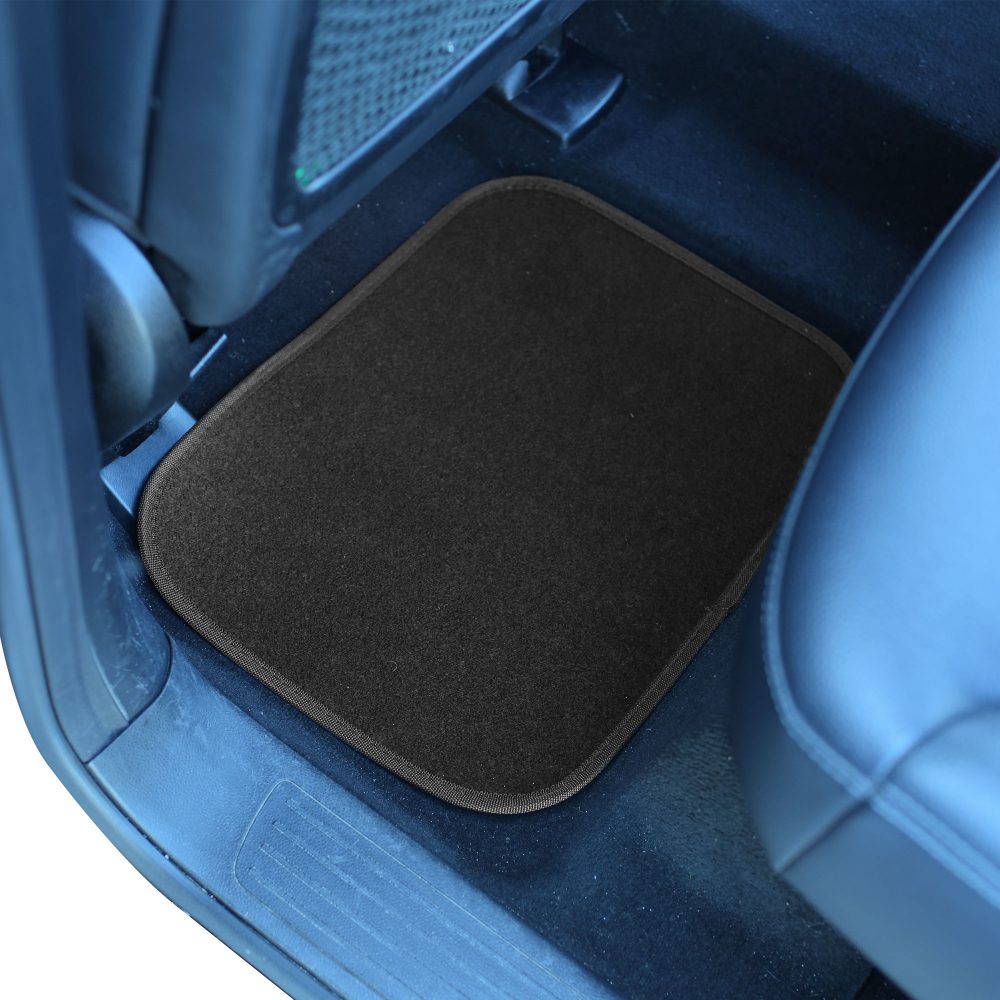 Non-Slip Carpet Floor Mats with Faux Leather Stripes - Full Set Black