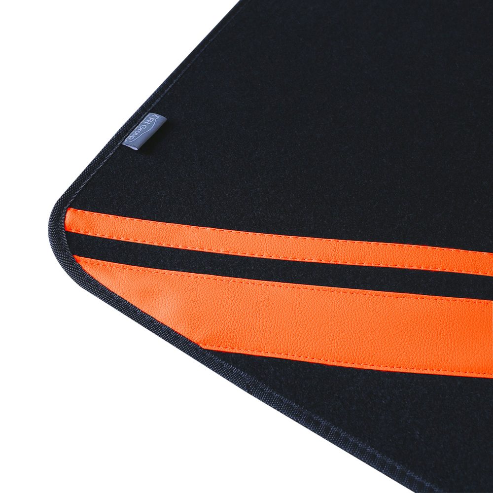 Non-Slip Carpet Floor Mats with Faux Leather Stripes - Full Set Orange