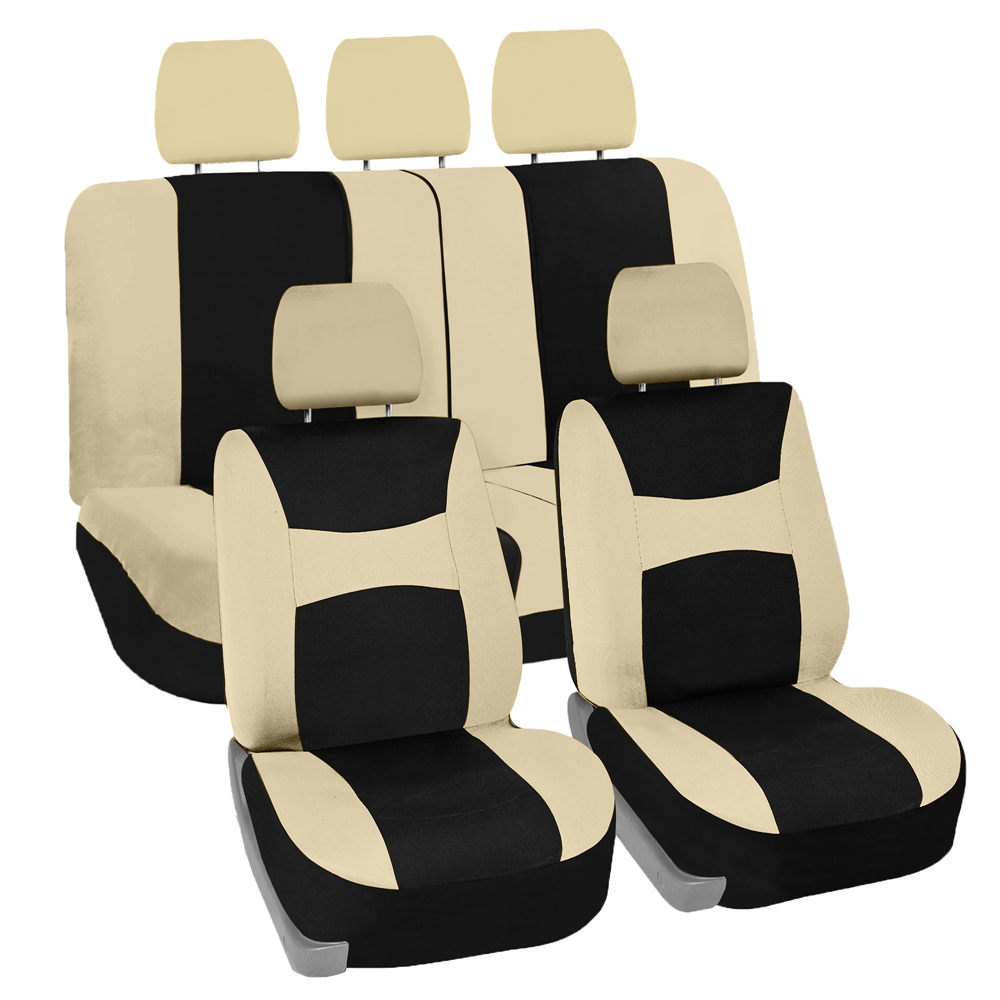 Light & Breezy Flat Cloth Seat Covers - Full Set Beige / Black