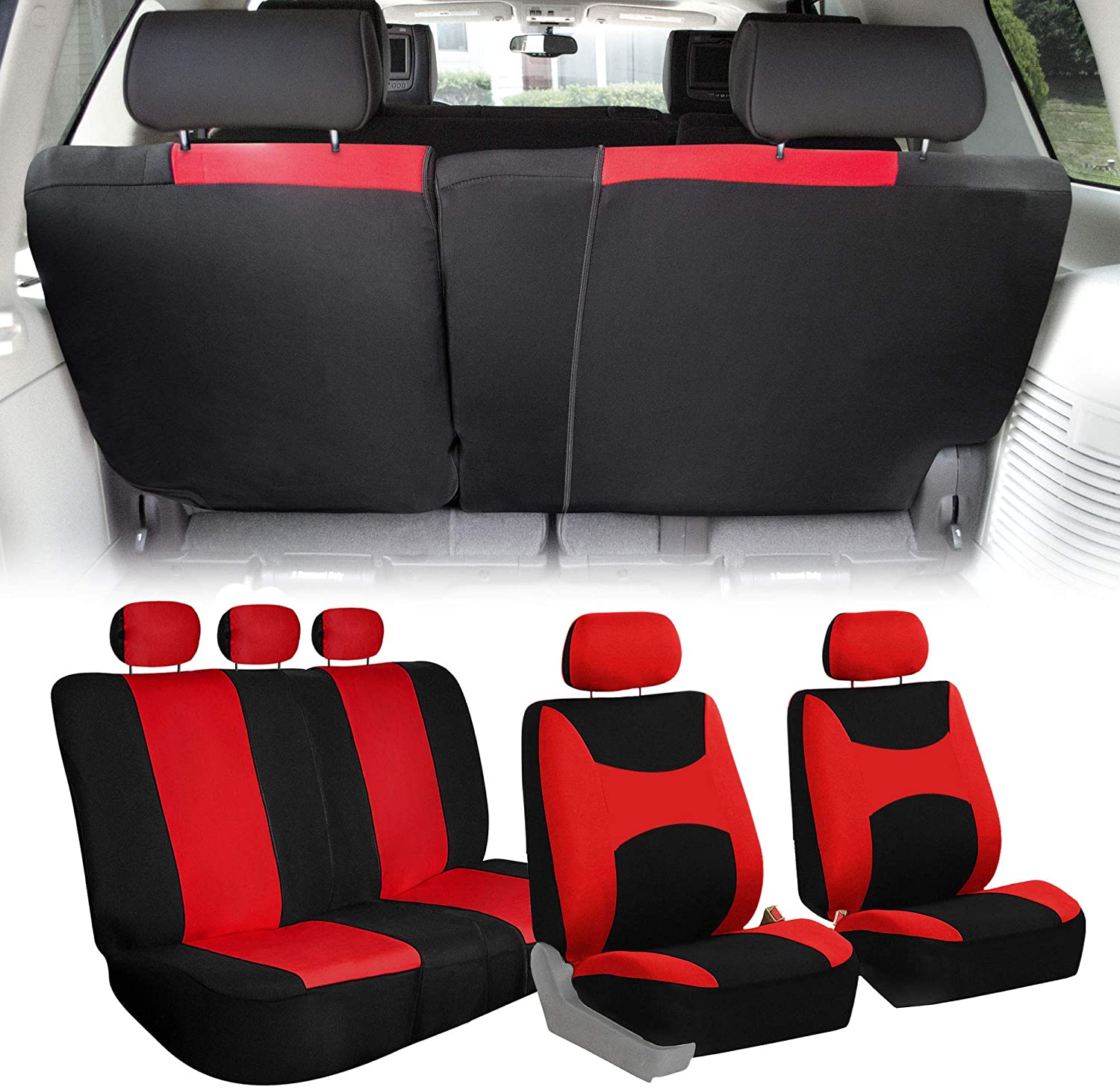Light & Breezy Full Coverage Car Seat Covers - Full Set Red