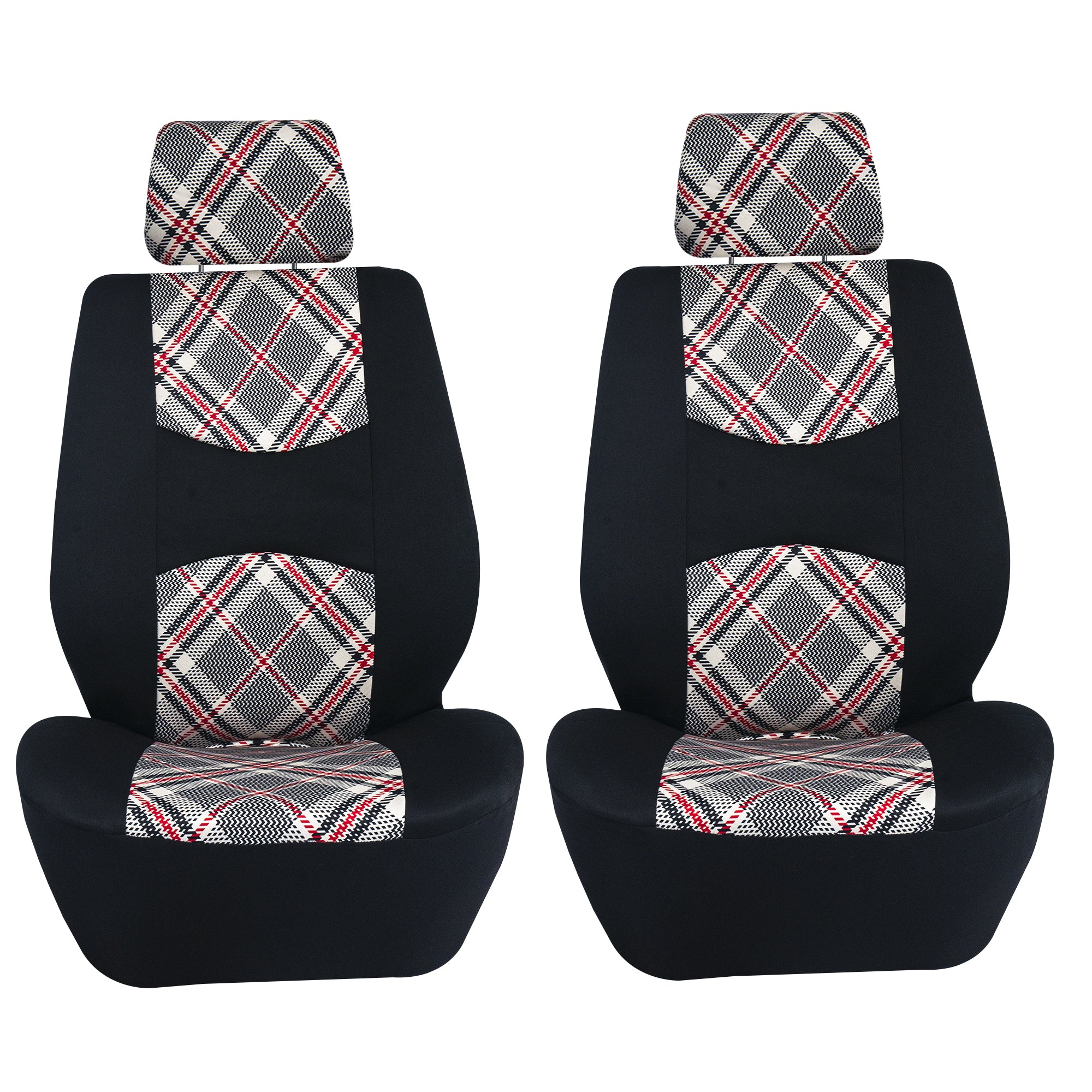 Tartan57 Plaid Print Seat Covers - Combo Full Set Beige