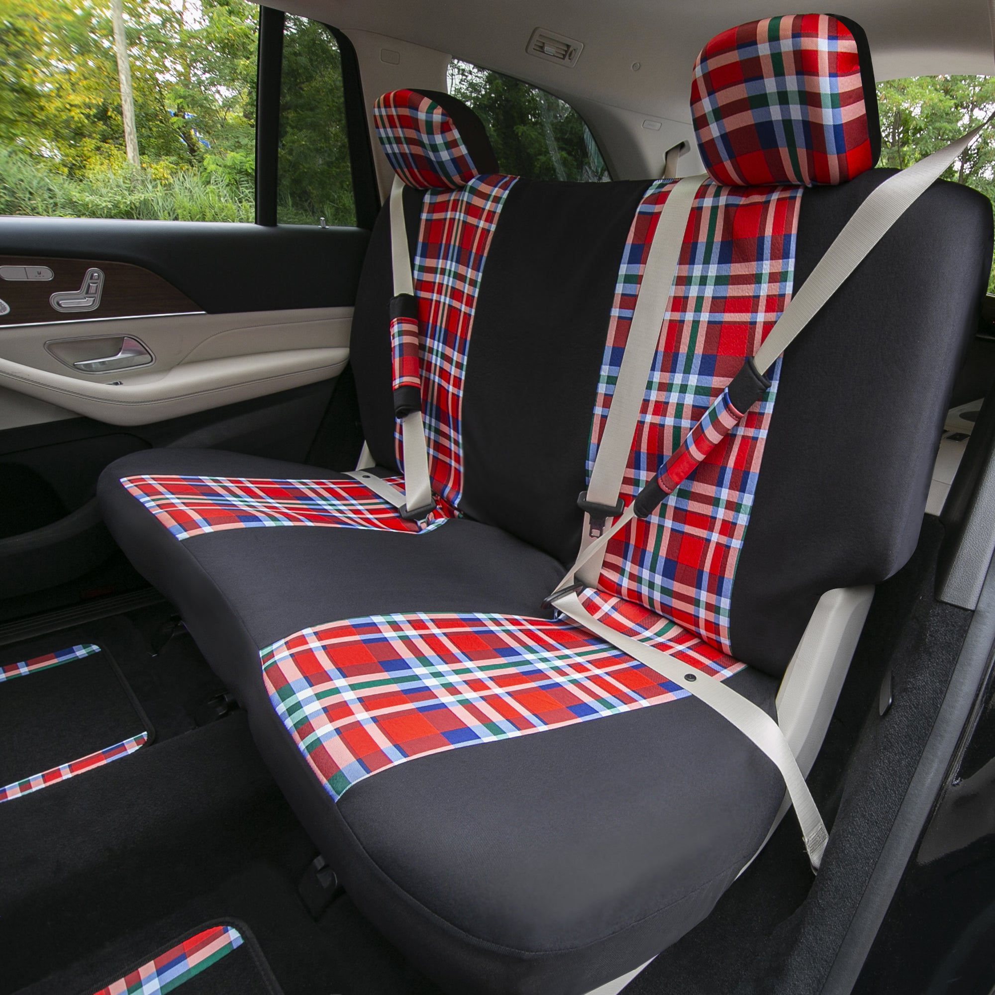 Tartan57 Plaid Print Seat Covers - Combo Full Set Red