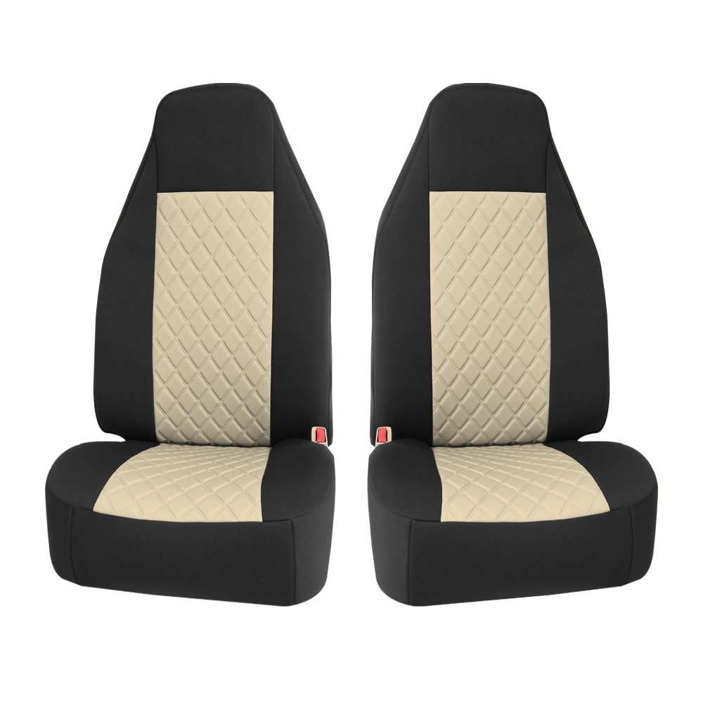 NeoSupreme Seat Covers Deluxe Quality High Back Car Seat Cushions - Front Set Beige