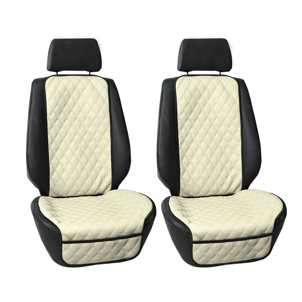 Faux Leather Seat Protectors - Front Set Beige