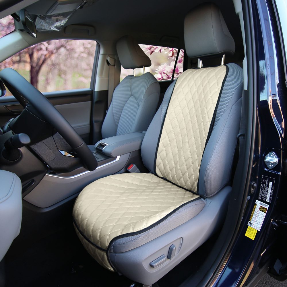 Faux Leather Seat Protectors - Front Set Beige