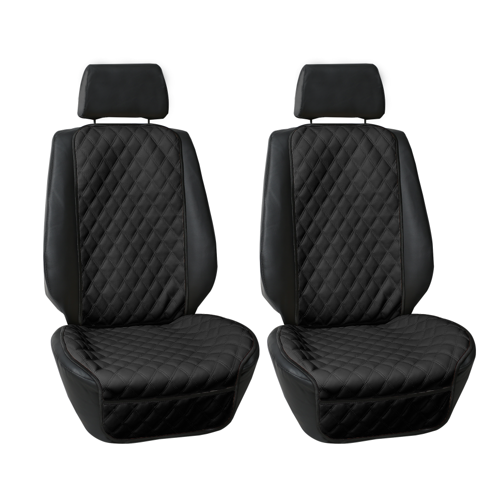 Faux Leather Seat Protectors - Front Set Black