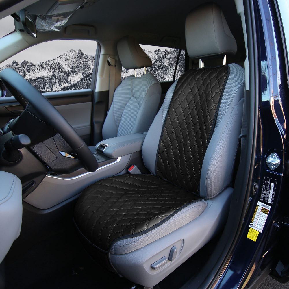 Faux Leather Seat Protectors - Front Set Black