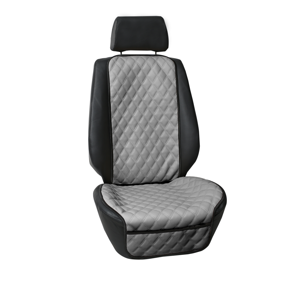 Faux Leather Seat Protectors - Front Set Gray