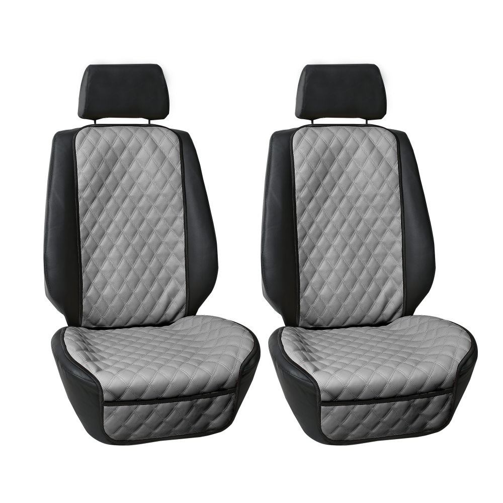 Faux Leather Seat Protectors - Front Set Gray