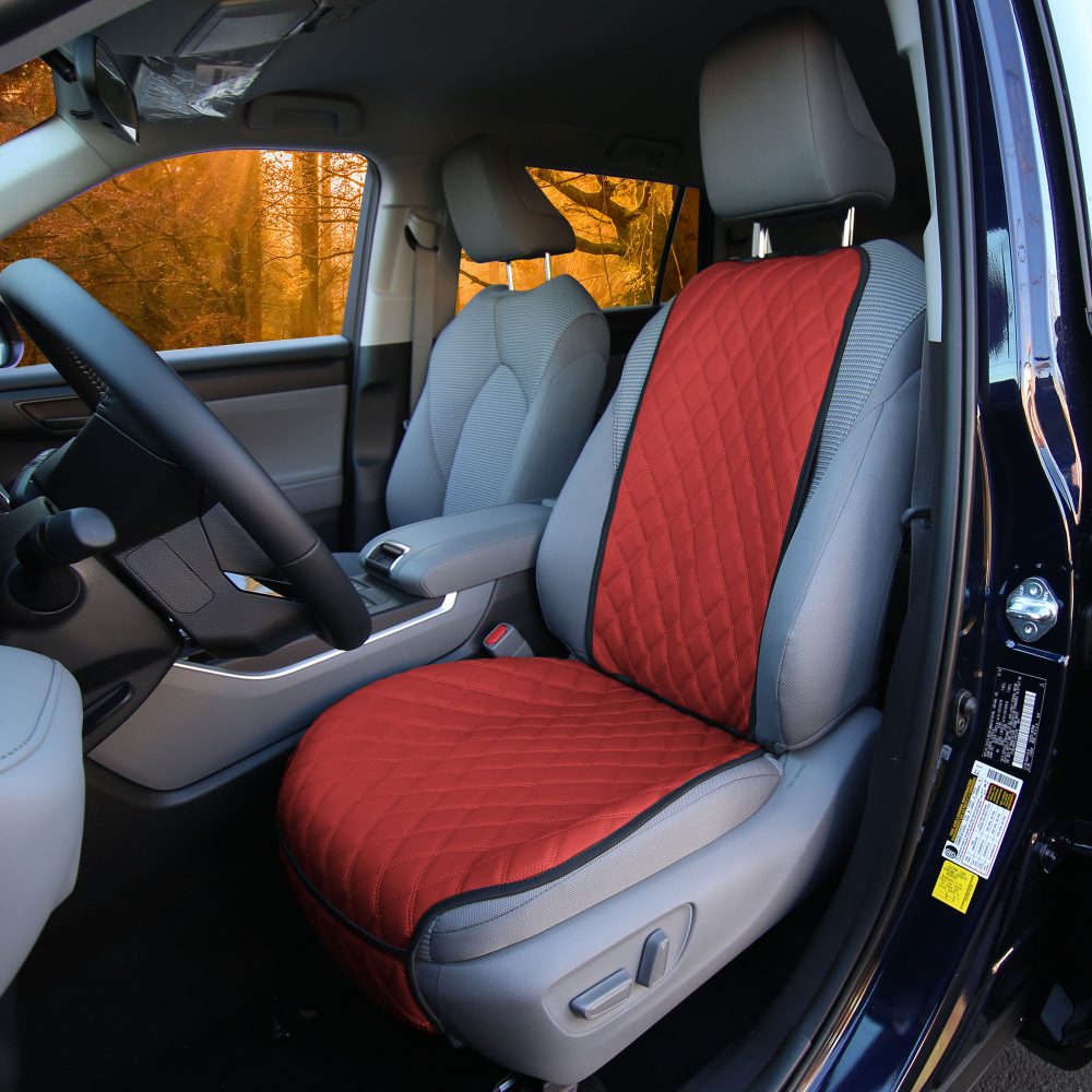 Faux Leather Seat Protectors - Front Set Red