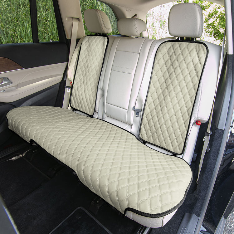 FH Group Deluxe Diamond Pattern Faux Leather Seat Cushions for Car Truck  SUV Van - Beige Front Seats