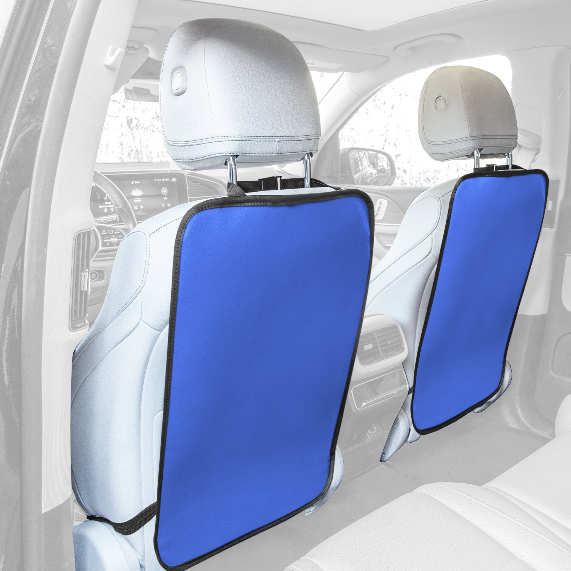 E Z Travel Faux Leather Seat Back Protector 2 Pack Blue