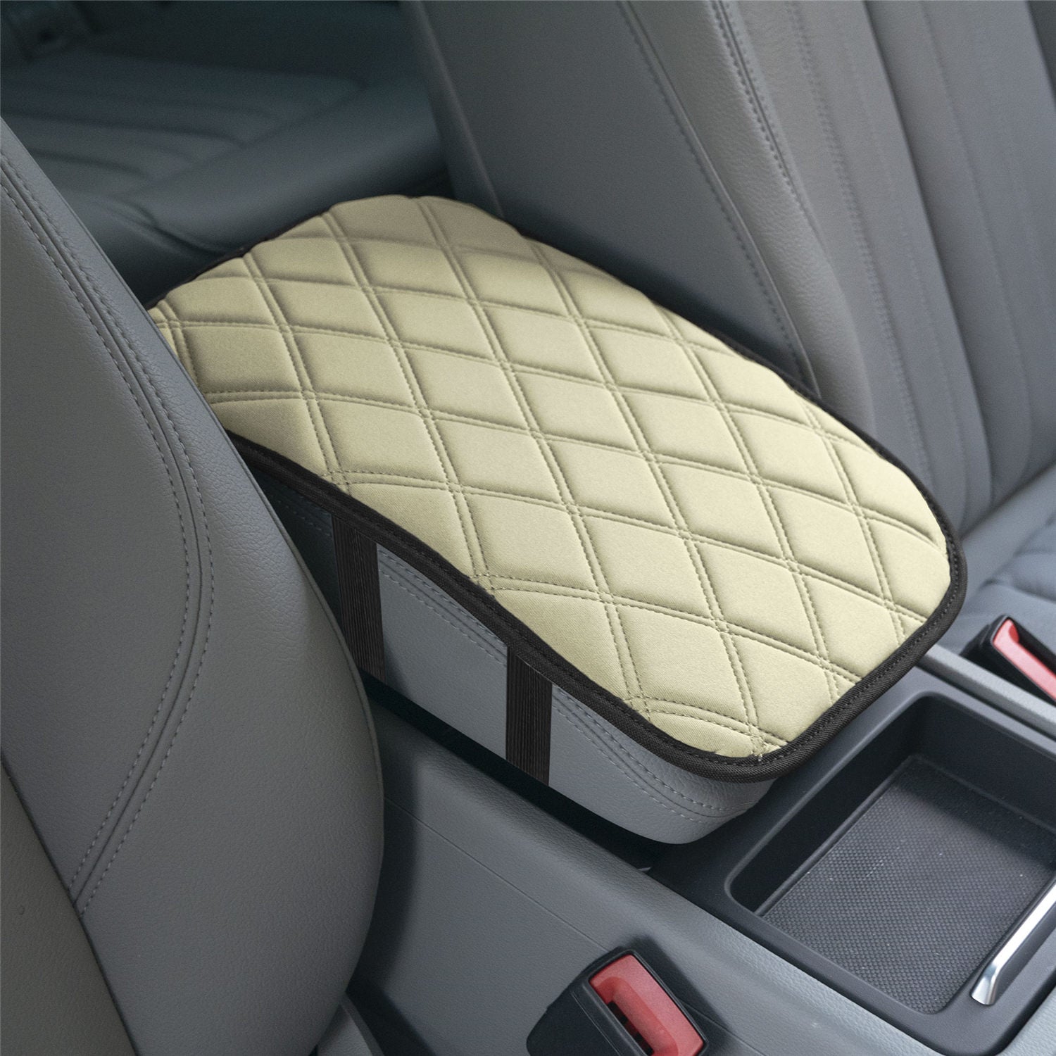 Neosupreme Center Console Pad with Diamond Pattern Beige