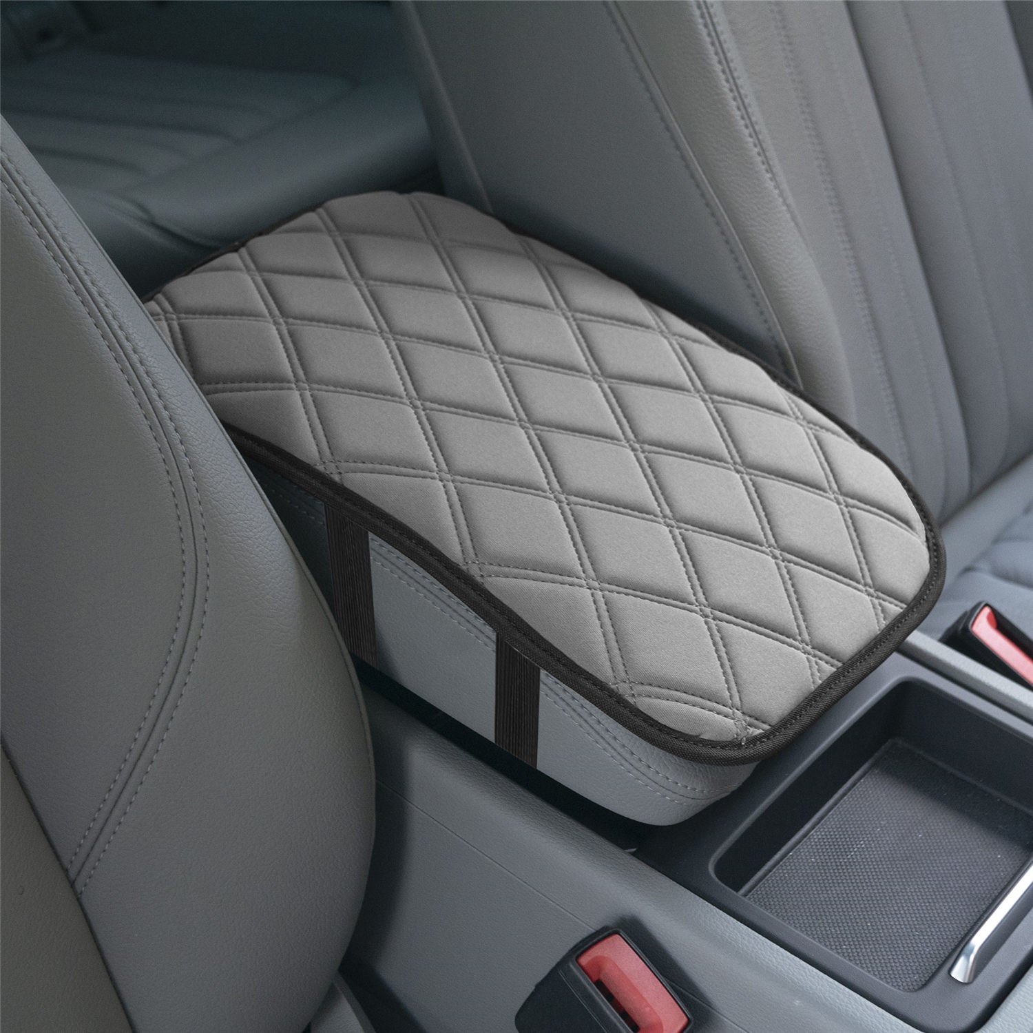 Neosupreme Center Console Pad with Diamond Pattern Gray