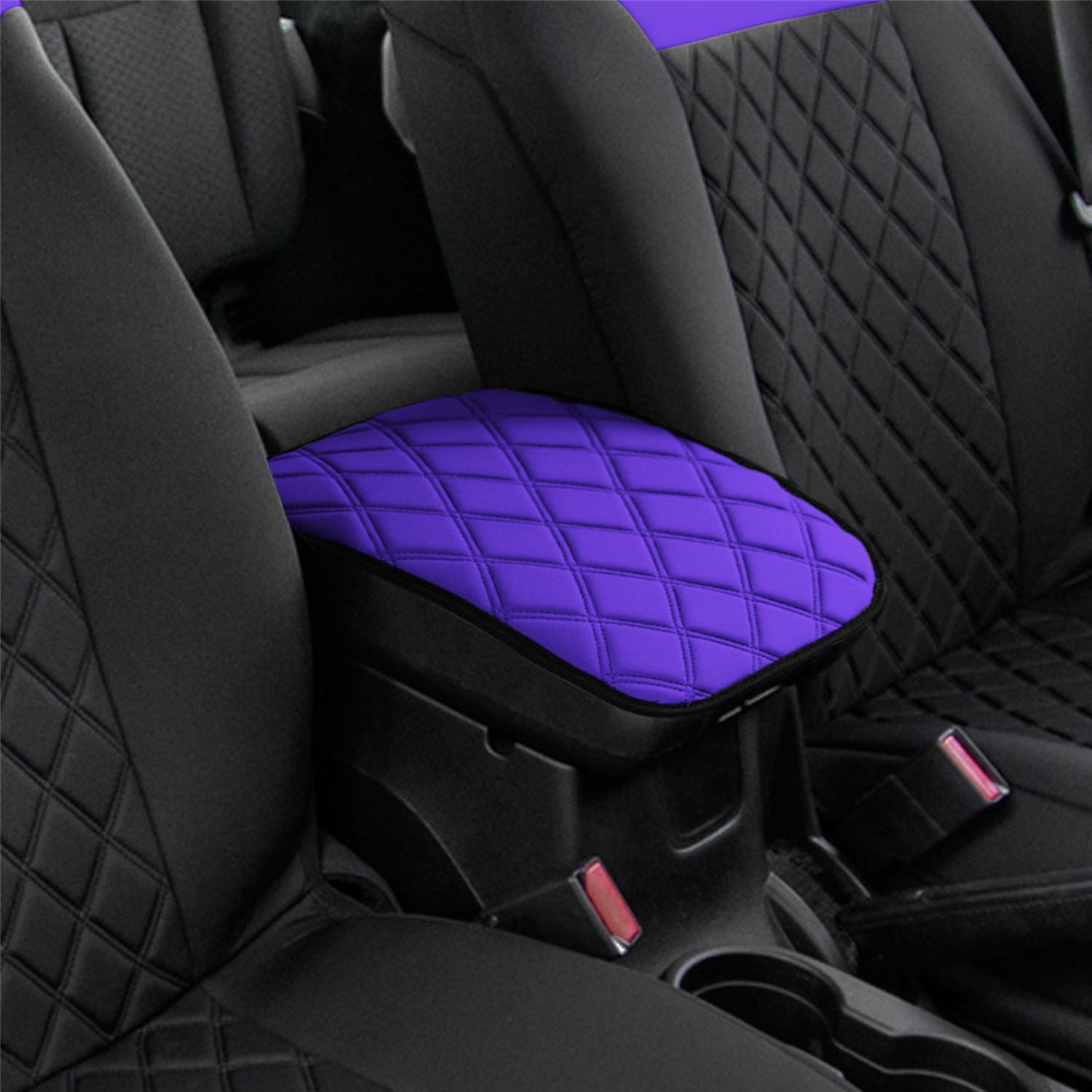Neosupreme Center Console Pad with Diamond Pattern Purple