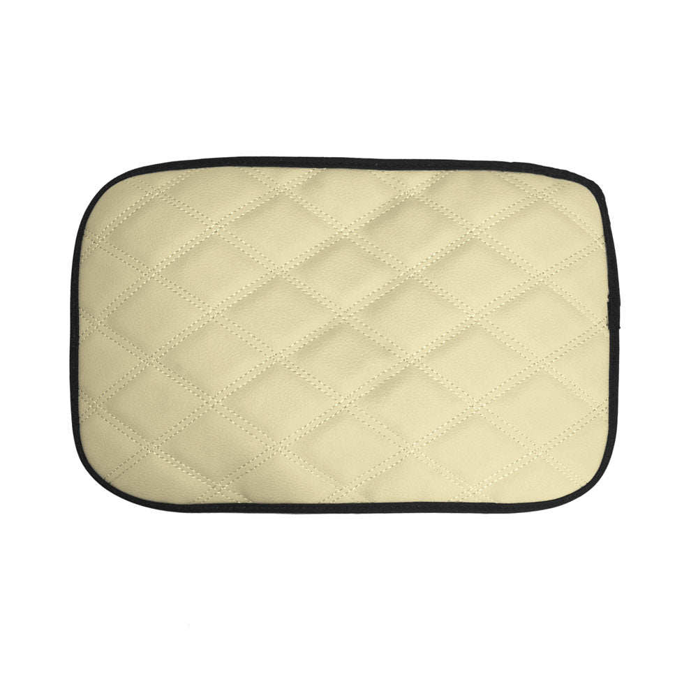 Ultra Luxe Faux Leather Center Console Pad with Diamond Pattern Beige