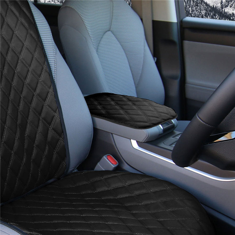 Ultra Luxe Faux Leather Center Console Pad with Diamond Pattern Black