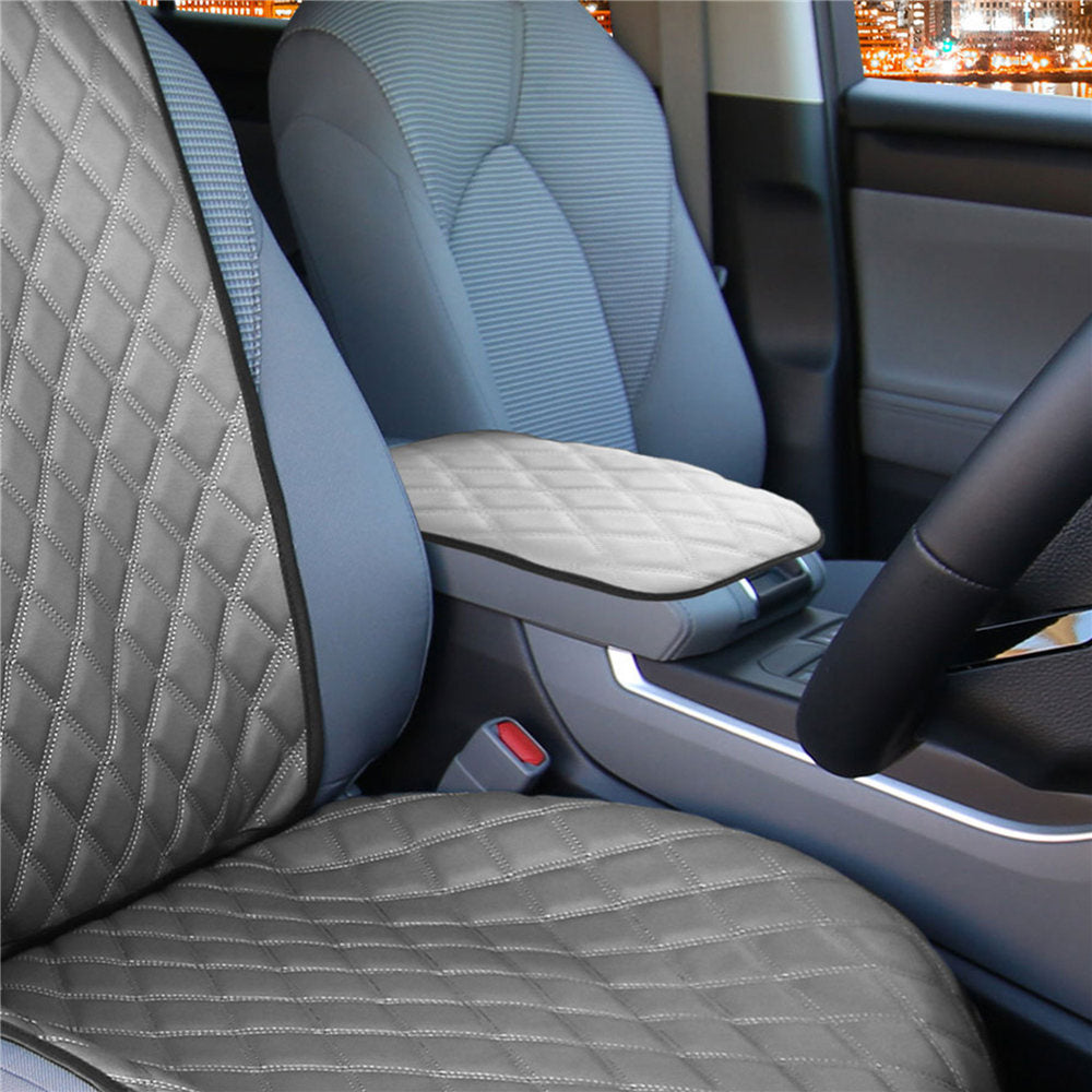 Ultra Luxe Faux Leather Center Console Pad with Diamond Pattern Gray
