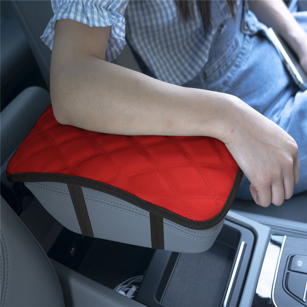 Ultra Luxe Faux Leather Center Console Pad with Diamond Pattern Red