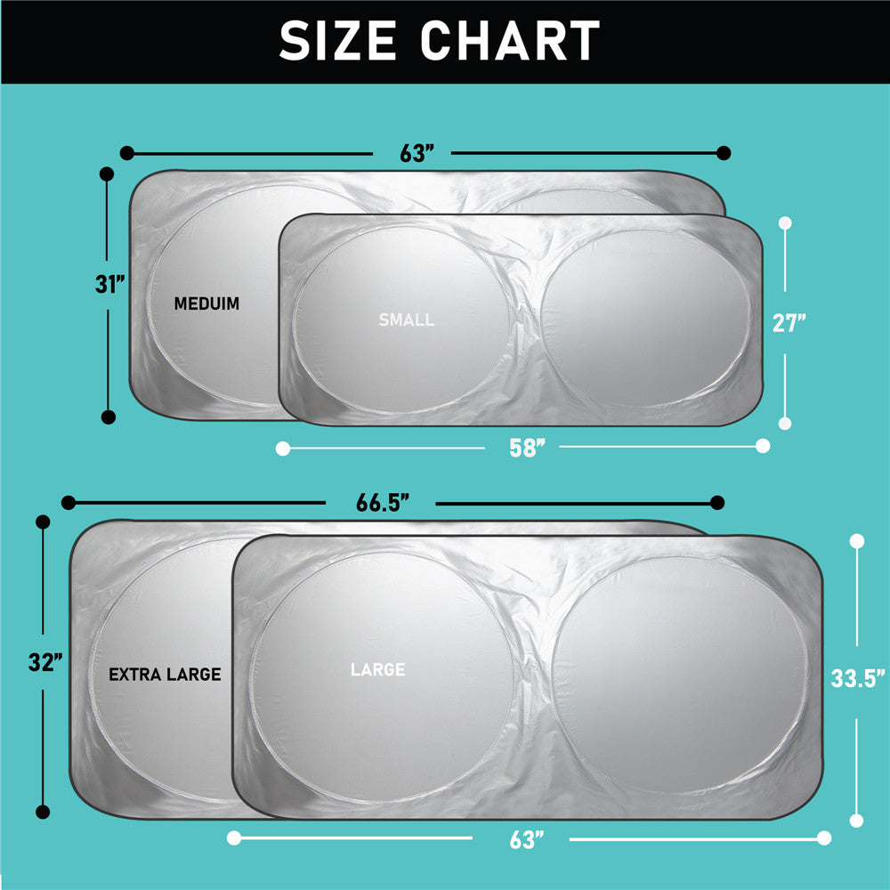 Foldable Car Windshield Sunshade in Reflective Silver Extra Large