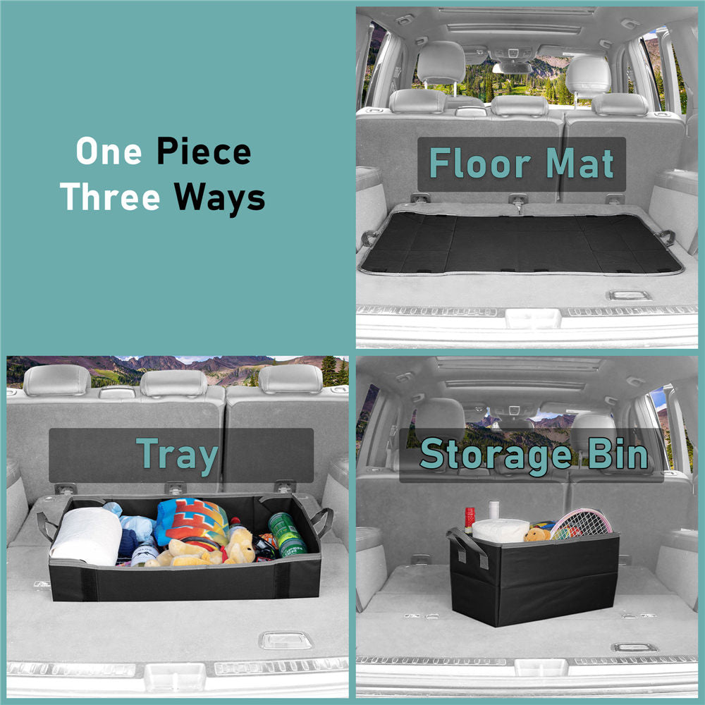 E-Z Travel 3-in-1 Car Trunk Storage Bin, Tray & Travel Mat Black