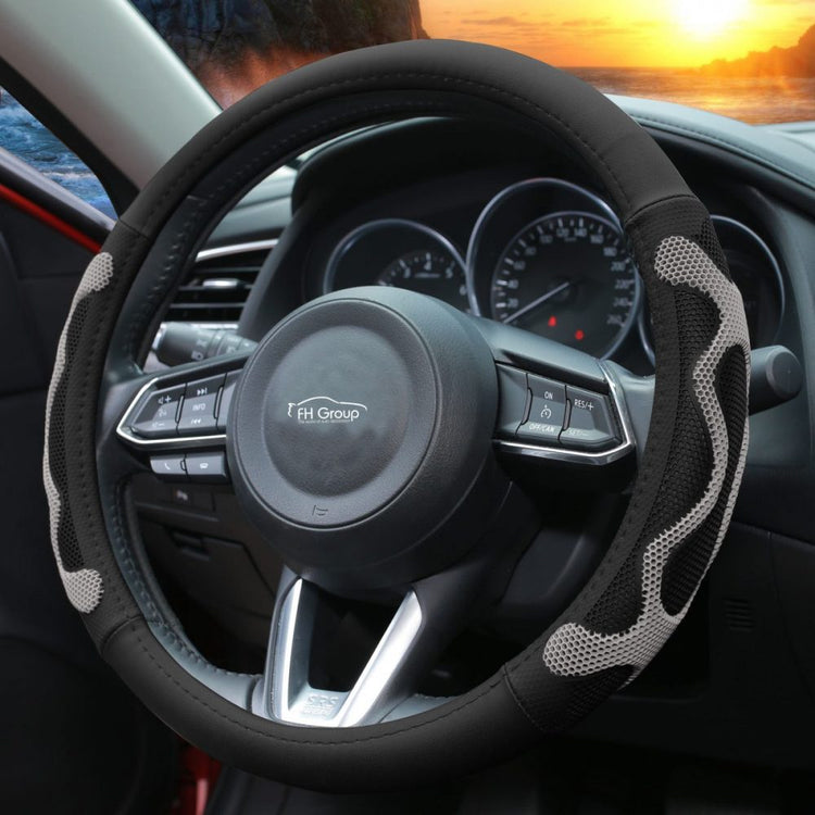 Blue & Black Universal Anti-Slip Steering Wheel Cover – Fits 37-39cm, Easy On