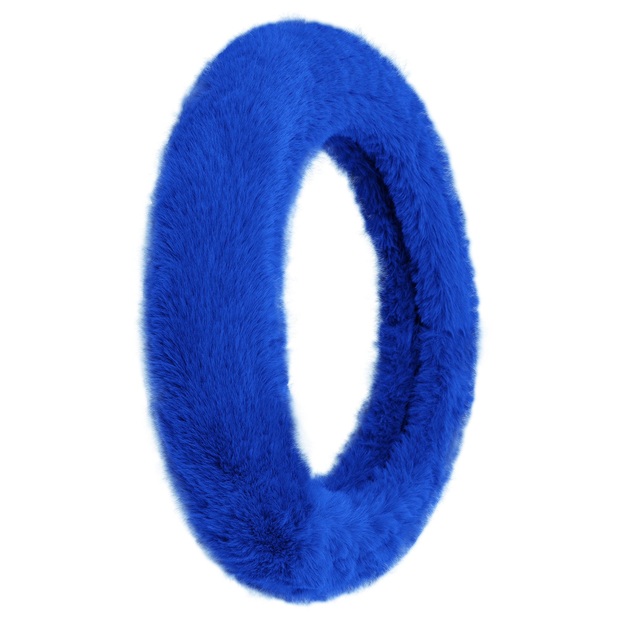 Doe16 Faux Rabbit Fur Steering Wheel Cover Blue