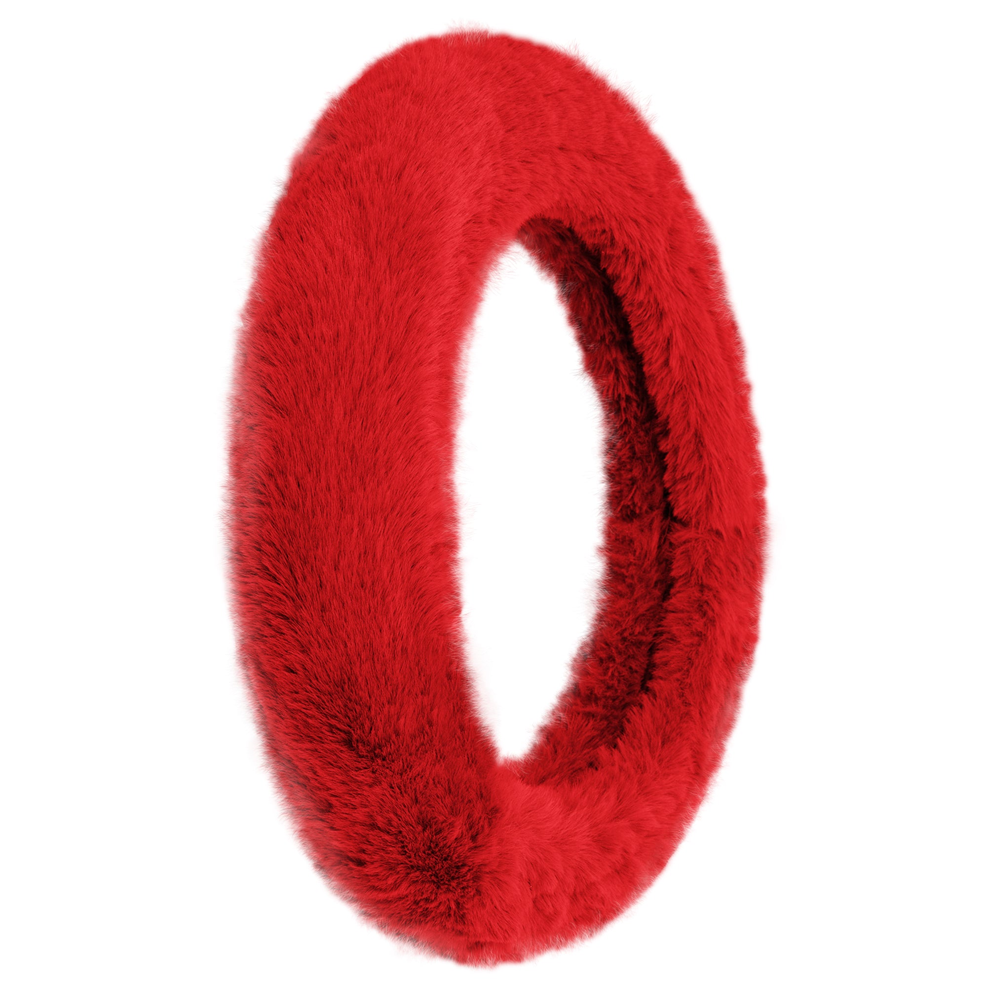 Doe16 Faux Rabbit Fur Steering Wheel Cover Red